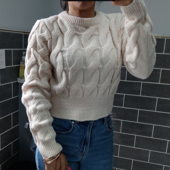 Altar'd State Cream Chunky Crop Sweater - Picture 2 of 6